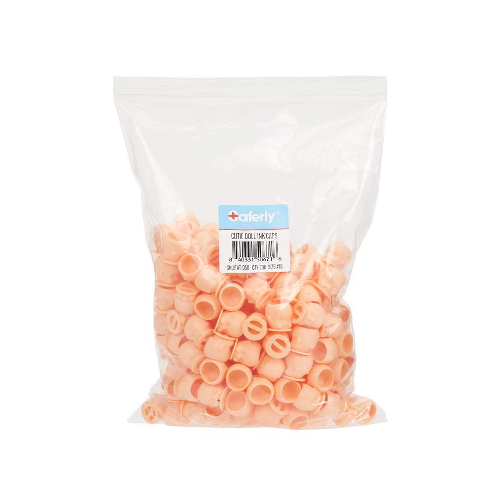  Saferly Cutie Doll Head Ink Caps — Size #16 (Large) — Bag of 200