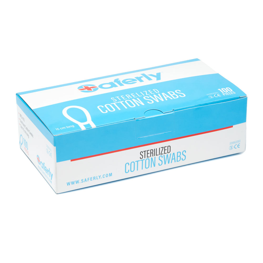  Saferly Sterilized Cotton Swabs — Box of 100