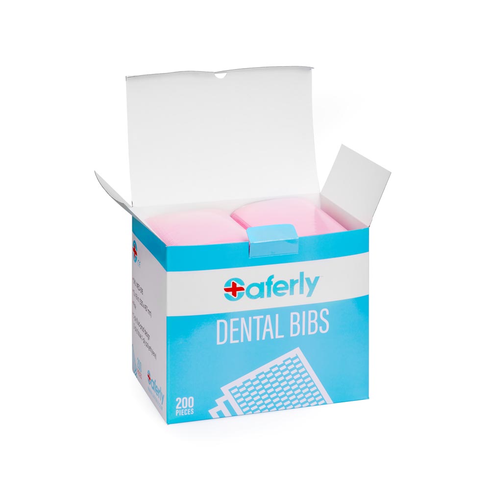  Saferly Pink Dental Bibs — Box of 200