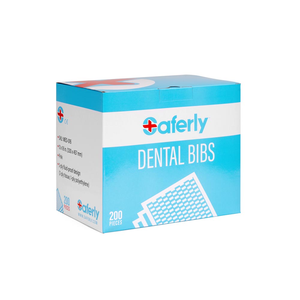 Saferly Pink Dental Bibs — Box of 200