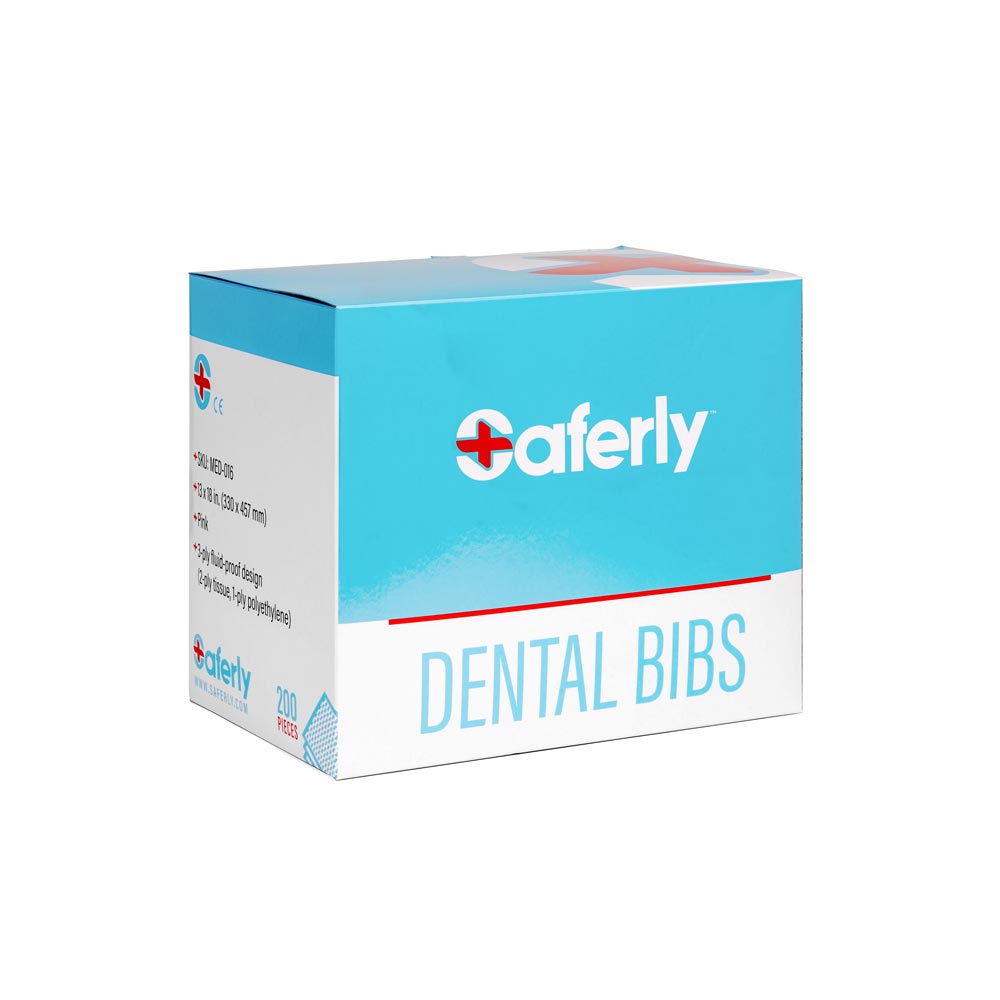  Saferly Pink Dental Bibs — Box of 200