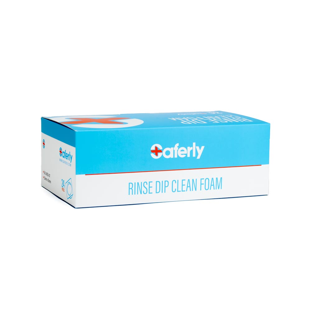 Saferly Rinse Caps with Foam — Box of 24