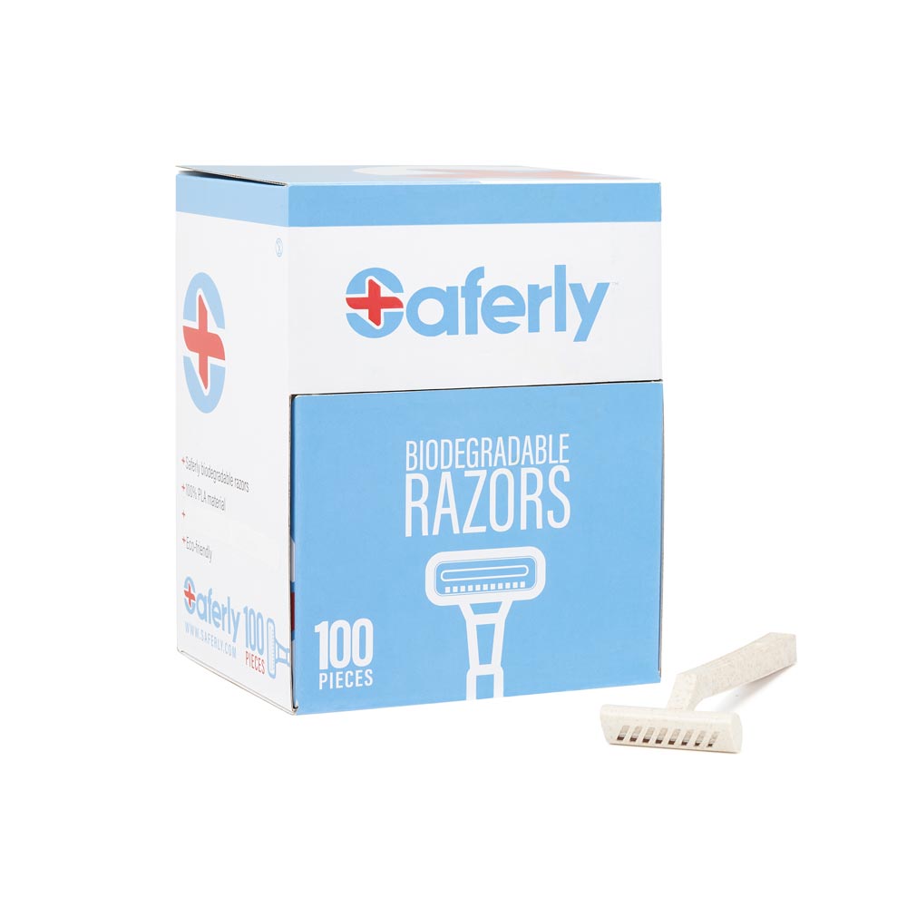  Saferly Stainless Steel Biodegradable Skin Prep Razors — Box of 100