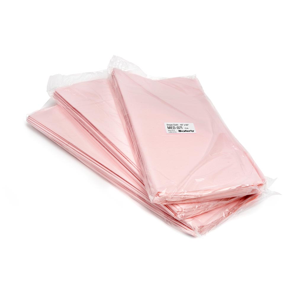  Saferly Pink Cloth Drape Sheets — 40" x 60" — Bag of 10 or Case of 100