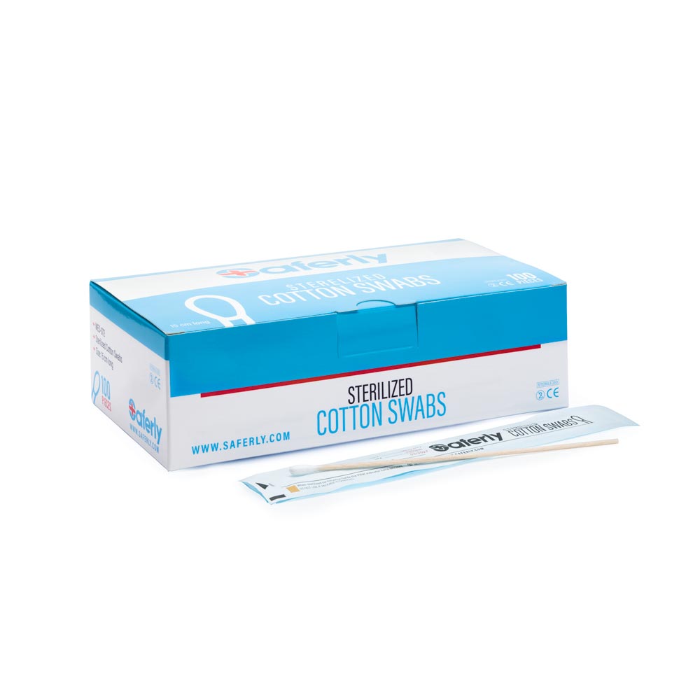  Saferly Sterilized Cotton Swabs — Box of 100