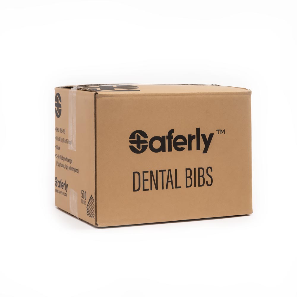  Saferly Medical Black Dental Bibs — 13” x 18” — Case of 500