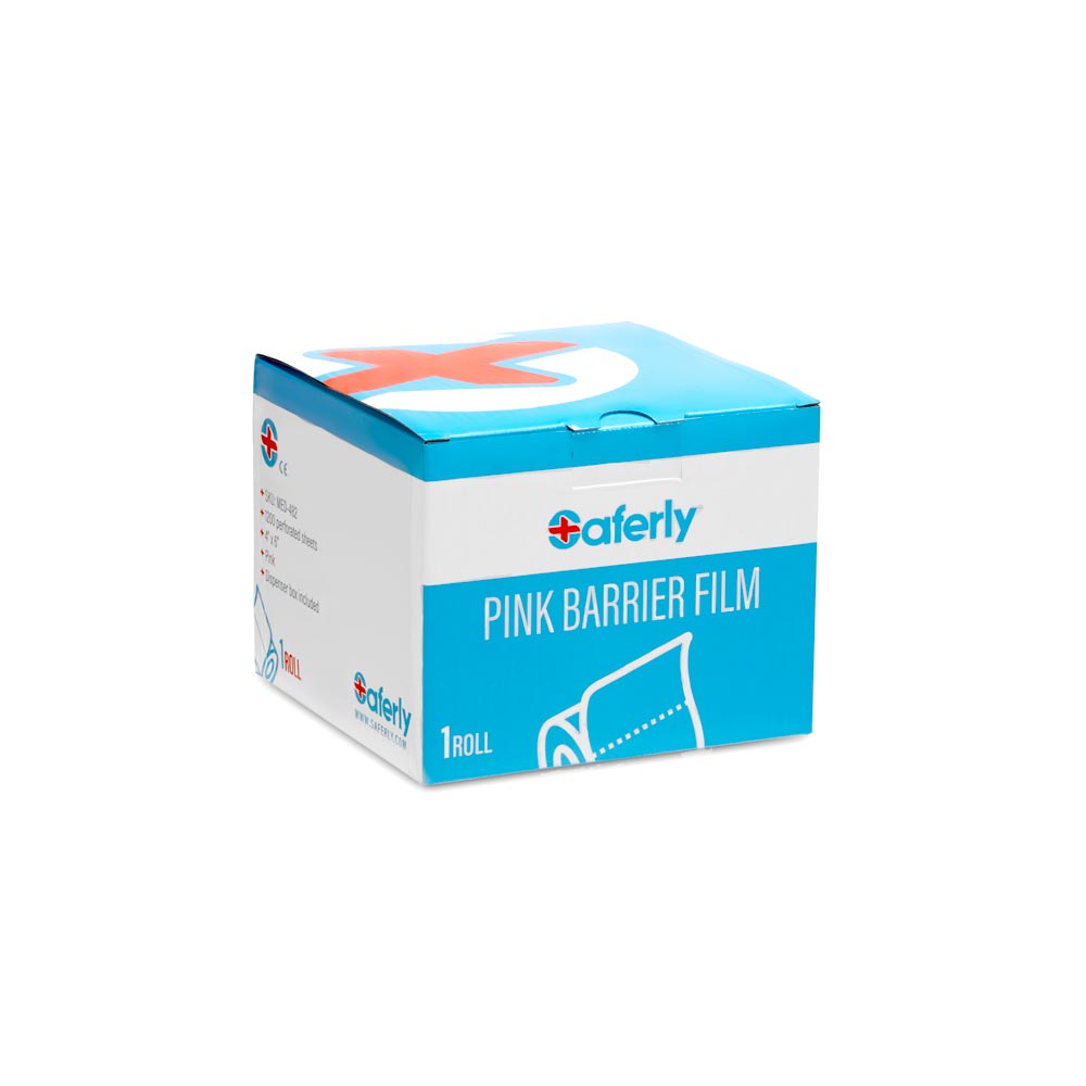  Saferly Pink Barrier Film + Dispenser Box — 4” x 6” Sheets — Price Per Roll