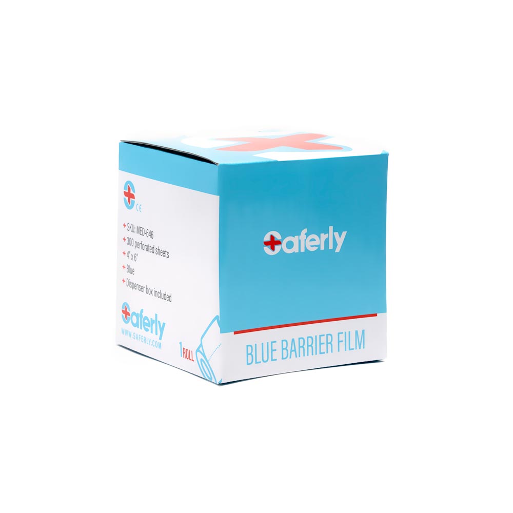  Saferly Blue Travel-Sized Barrier Film — 4” x 6” Sheets — Roll of 300 Sheets