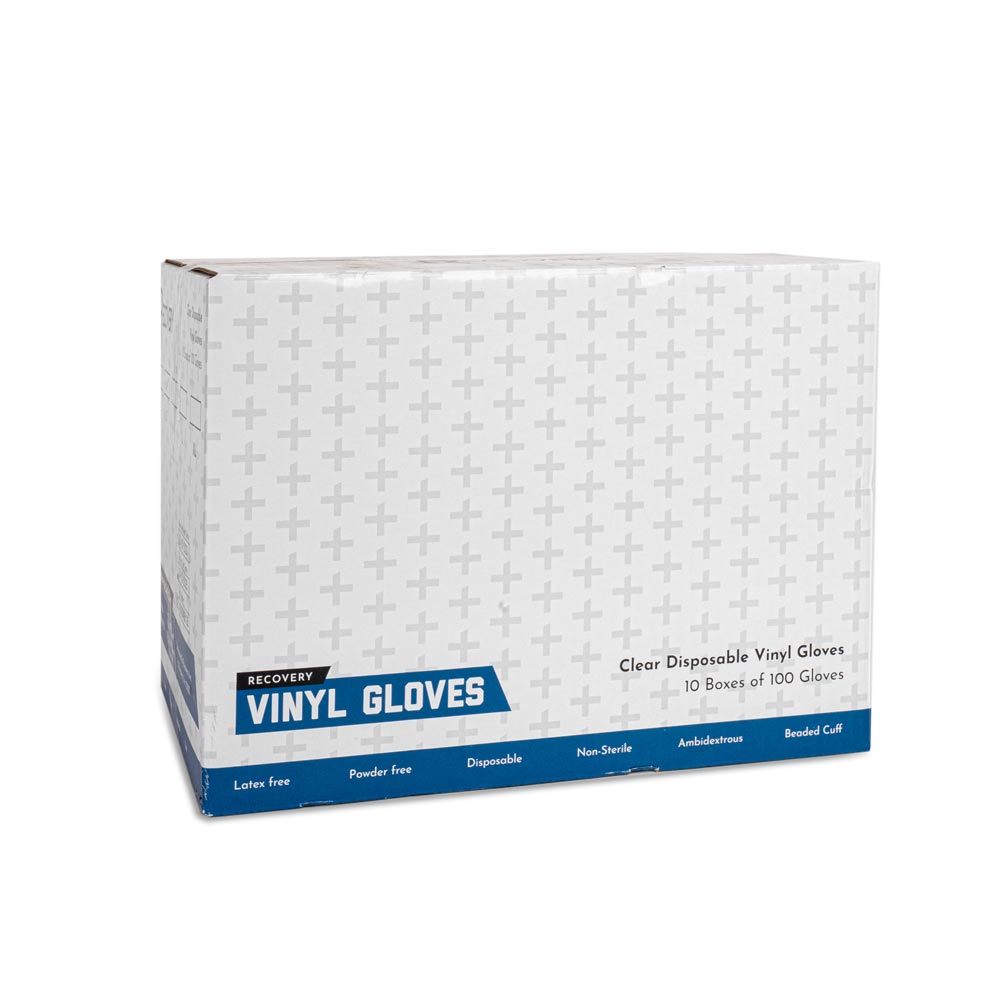  Recovery Clear Disposable Vinyl Gloves — Box of 100