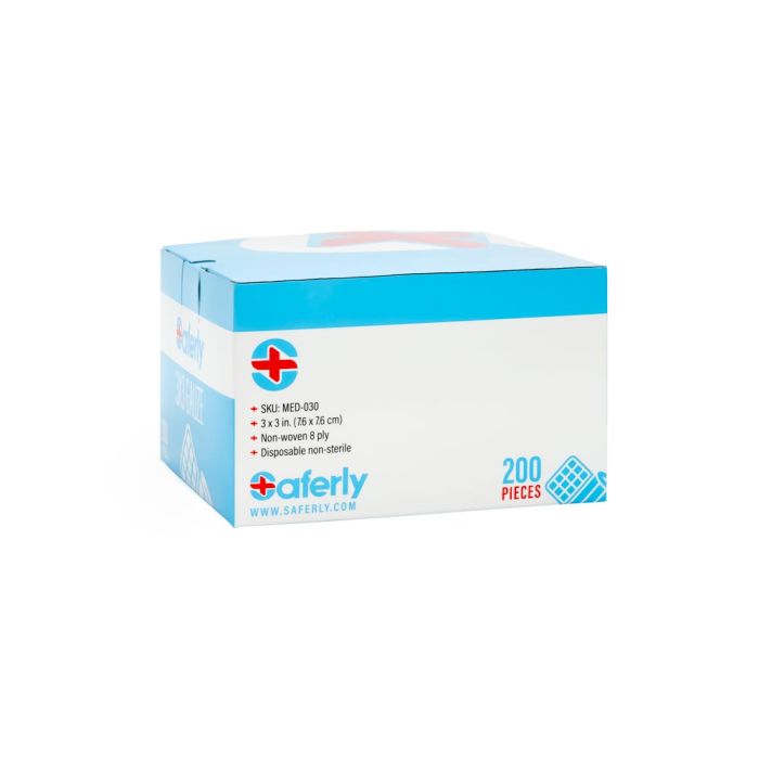  Saferly 3” x 3” Gauze — Box of 200