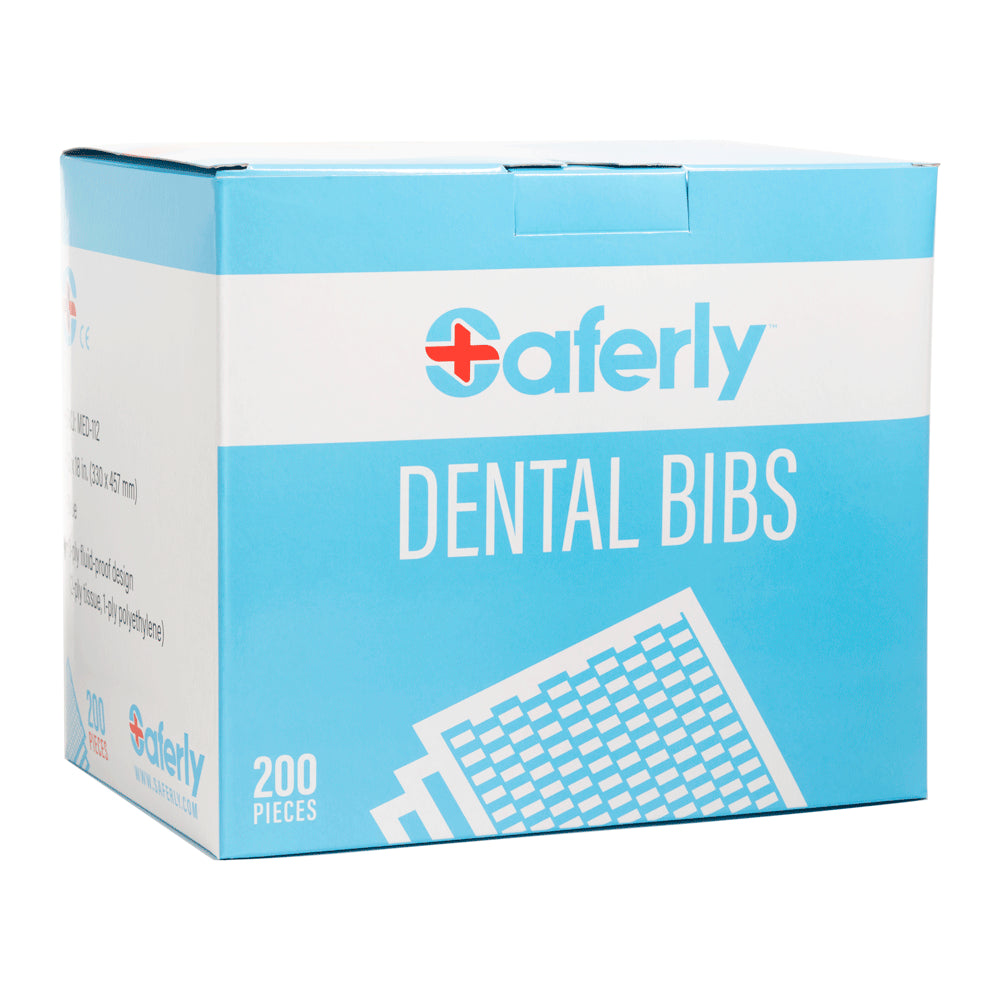  Saferly Blue Dental Bibs — 13" x 18" — Box of 200