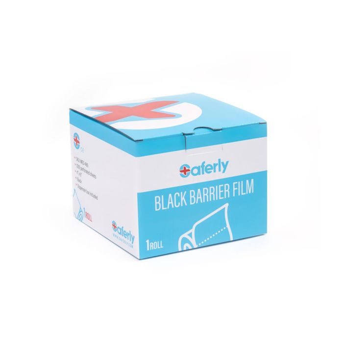  Saferly Black Barrier Film + Dispenser Box — 4” x 6” Sheets — Price Per Roll