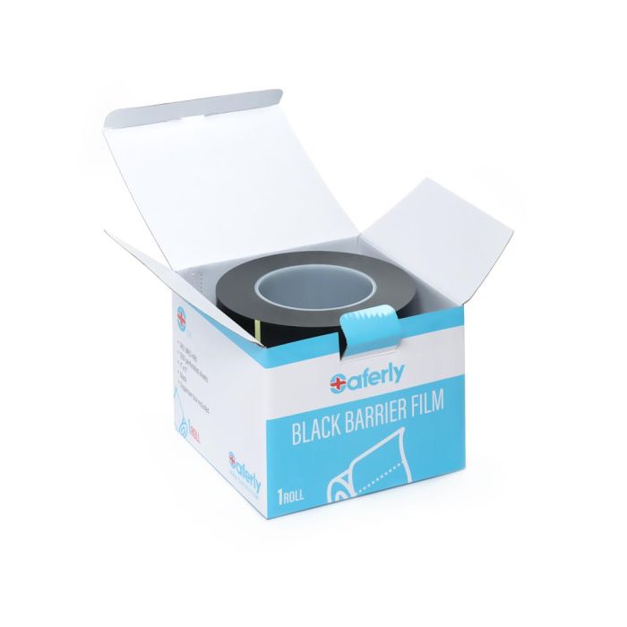  Saferly Black Barrier Film + Dispenser Box — 4” x 6” Sheets — Price Per Roll