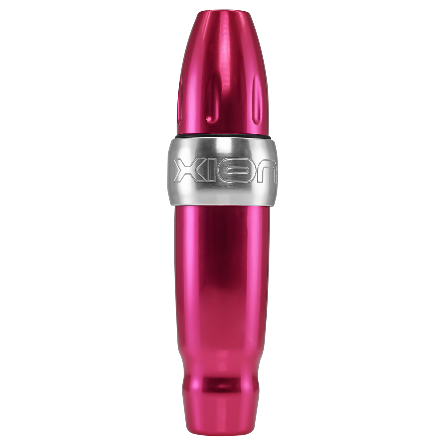 Xion S, one of the most versatile machines in the PMU industry, which allows you to easily change the give and the stroke length, shown in bubblegum pink anodized alluminum Spektra Xion S Bubblegum